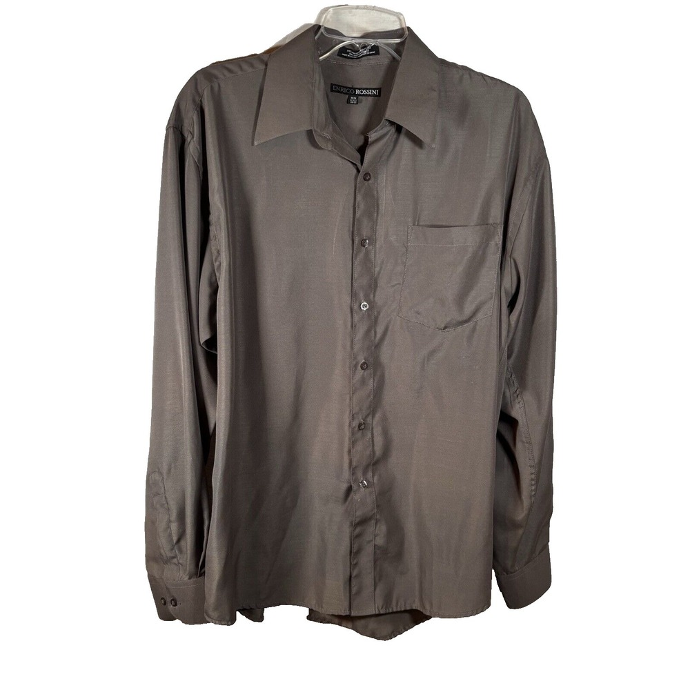 Enrico Rossini Men's Long Sleeve Dress Shirt  Size M 34-35  15-15/1/2 Brown